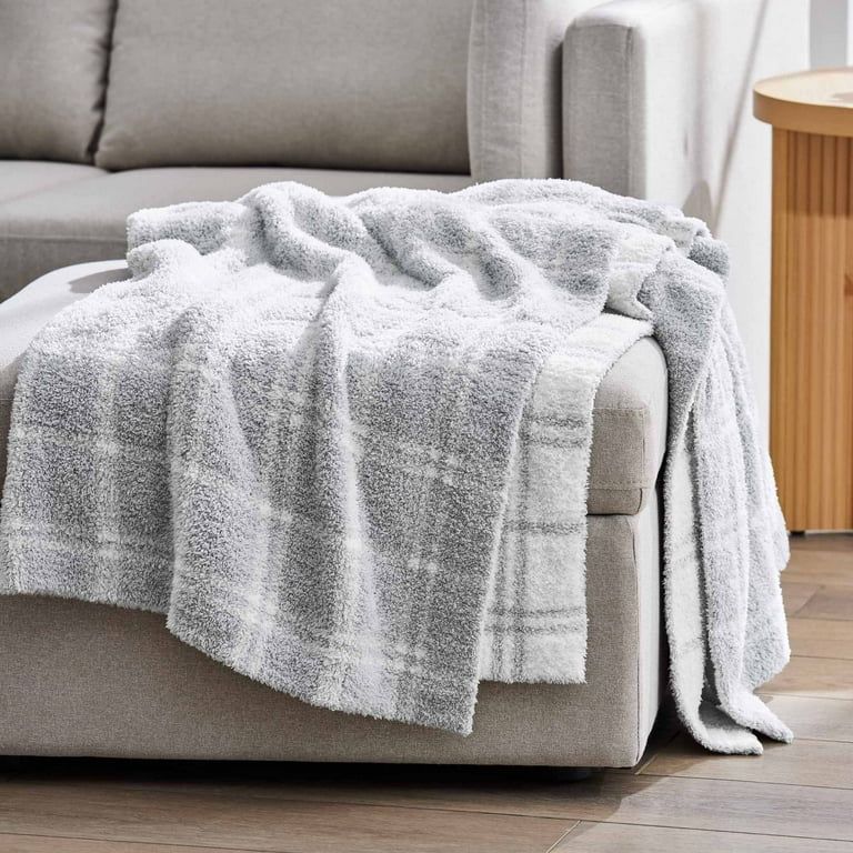 Better Homes & Gardens Gray Plaid 50X72" Cozy Knit Throw | Walmart (US)