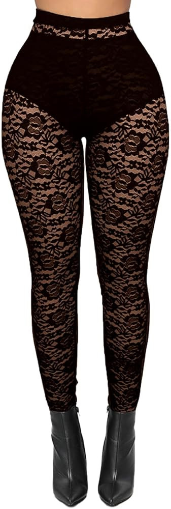 Women's Tie Dye Mesh Legging - High Waist Sheer Pantihose Long Pants Stretchy Tights Clubwear Clo... | Amazon (US)