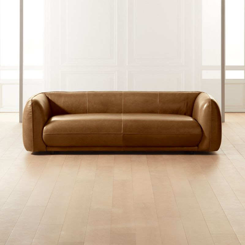 Valmar Tobacco Leather Sofa + Reviews | CB2 | CB2