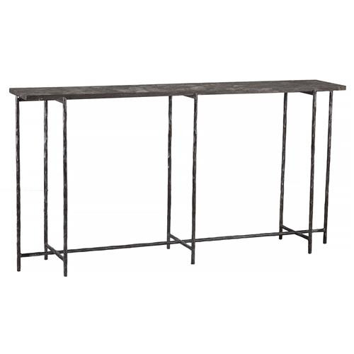 Jericho Industrial Loft Grey Stone Top Black Frame Console Table - Large | Kathy Kuo Home