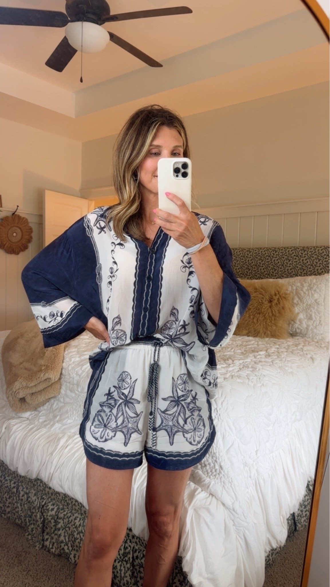 Farm Rio blue & white set. Wearing XS