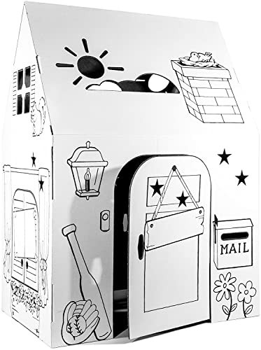 Easy Playhouse Clubhouse - Kids Art and Craft for Indoor and Outdoor Fun, Color, Draw, Doodle on this Blank Canvas – Decorate and Personalize a Cardboard Fort, 34" X 27" X 48" - Made in USA, Age 3+ | Amazon (US)