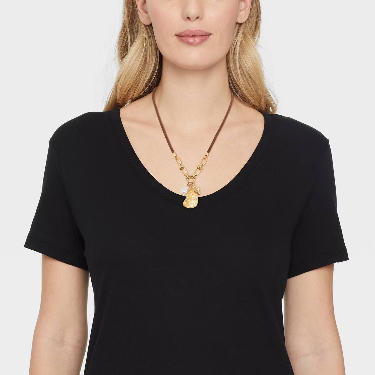 Seashell Pearl Adjustable Cord Charm Pendant Necklace - A New Day™ | Target