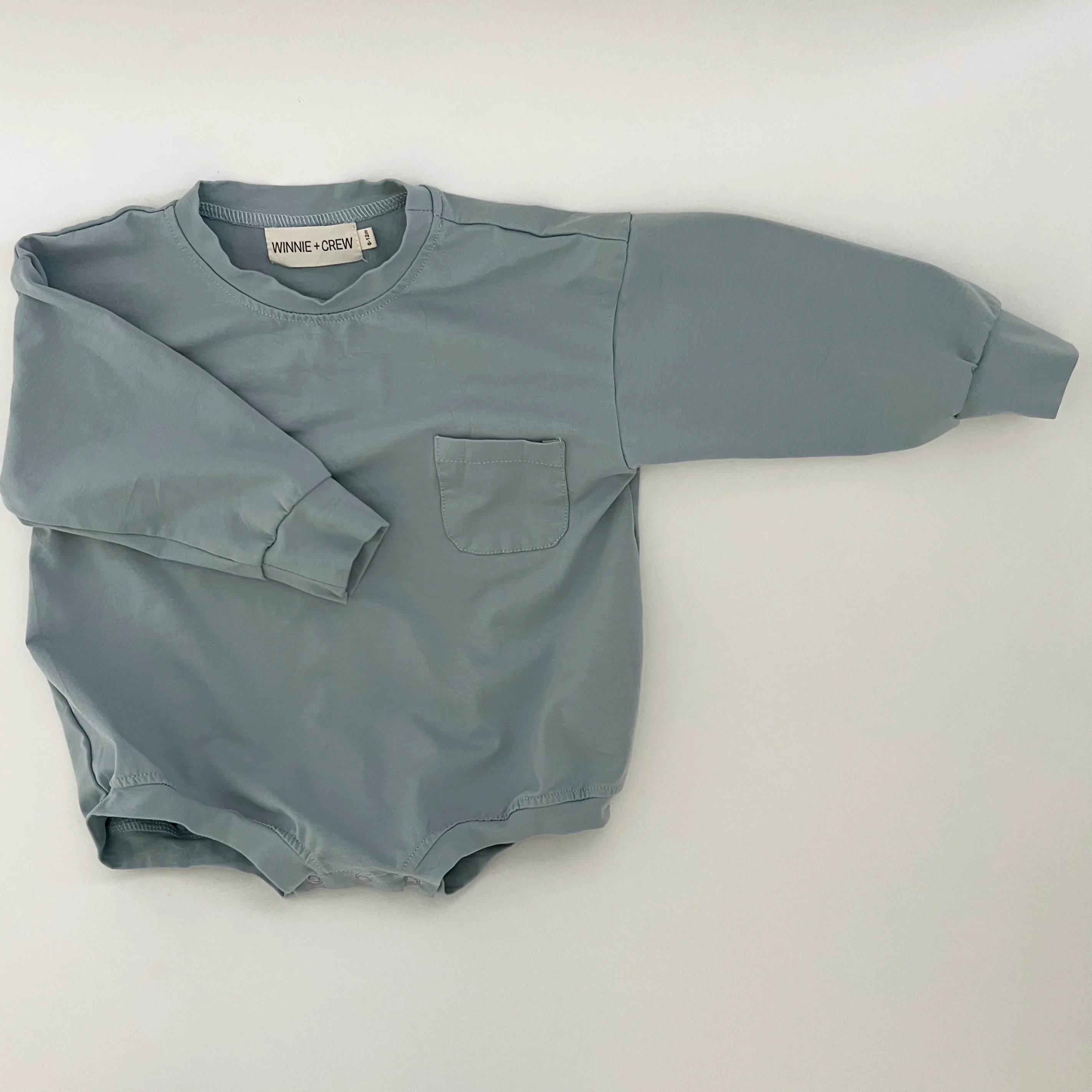 Harley Pocket Romper in Light Blue | Winnie and Crew