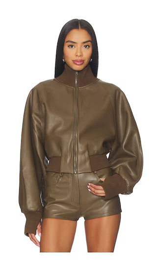 Oversized Turtleneck Bomber Jacket To Waist in Bark | Revolve Clothing (Global)
