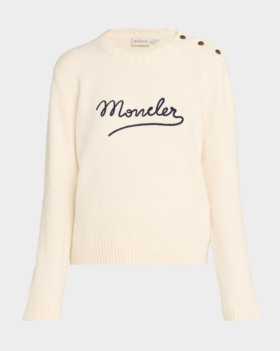 Moncler Crewneck Logo Sweater | Neiman Marcus