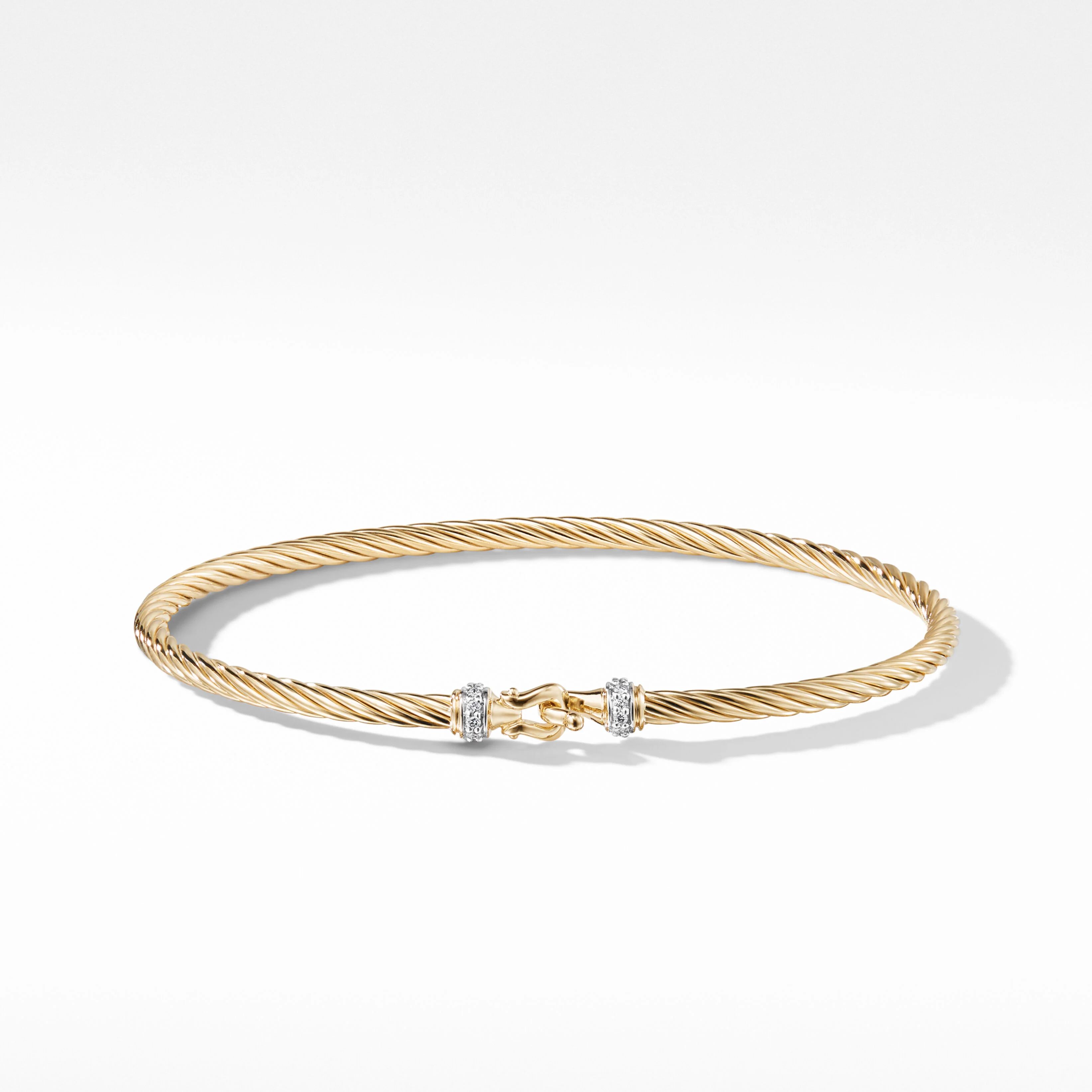 Buckle Bracelet in 18K Yellow Gold with Pavé Diamonds | David Yurman