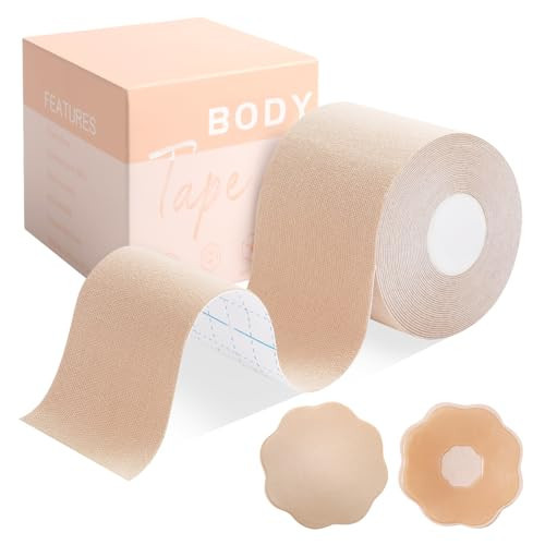 Okela Boob Tape - Breast Lift Tape for Large Breast,Body Tape for Breast Lift w 2 Pcs Breast Petal Adhesive Bra Beige | Amazon (US)