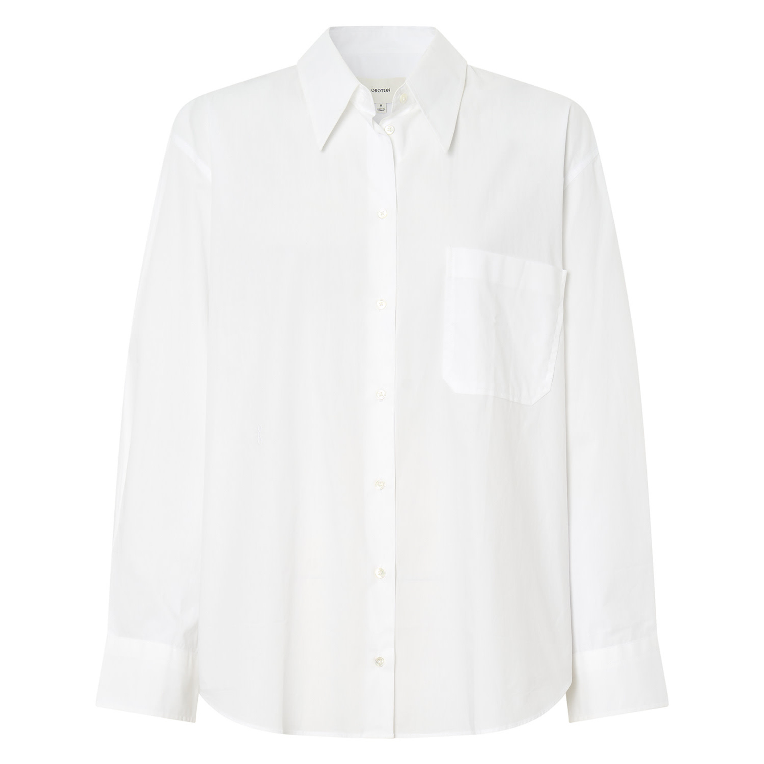 Poplin Long Sleeve Shirt - White | Oroton | Oroton