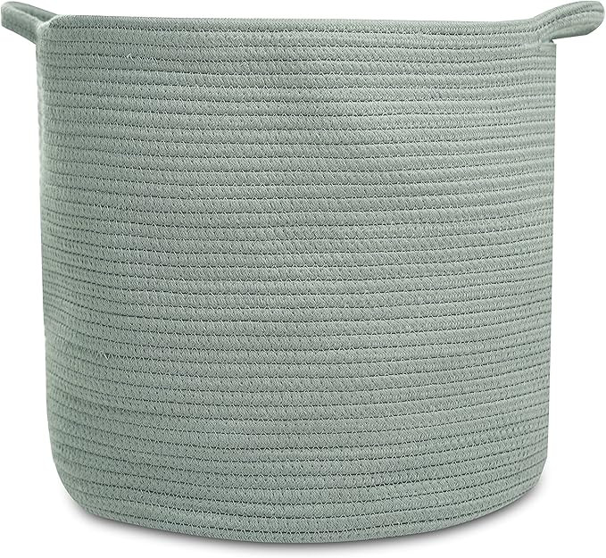 Natemia Cotton Rope Storage Basket- Nursery Bin and Toy Organizer (15”x15”x14”), Laundry Ba... | Amazon (US)