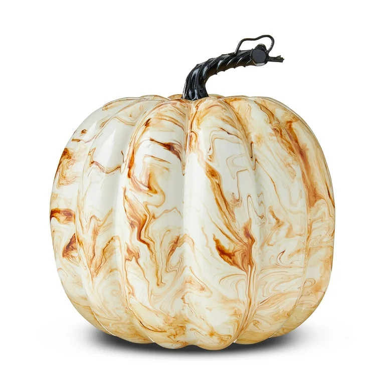 Marbled Foam Pumpkin Decor, Cream & Brown, 8.5", Fall by Way To Celebrate | Walmart (US)