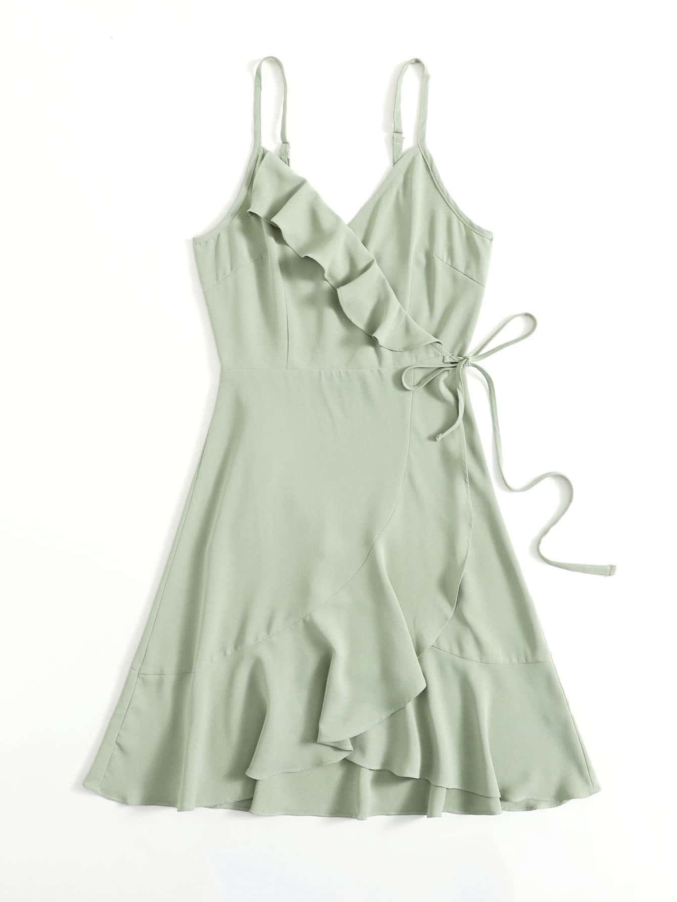 Solid Ruffle Cami Dress | ROMWE