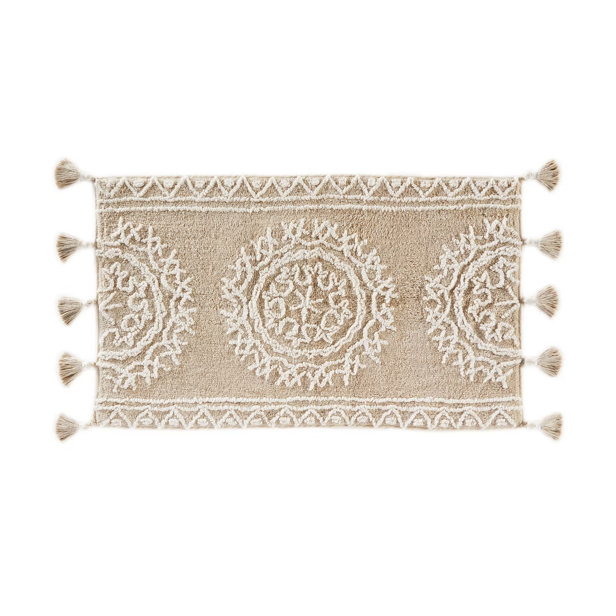 24" x 40" Medallia Bath Rug Natural - Saturday Knight Ltd.: Cotton Tufted, Handmade, Lightweight ... | Target