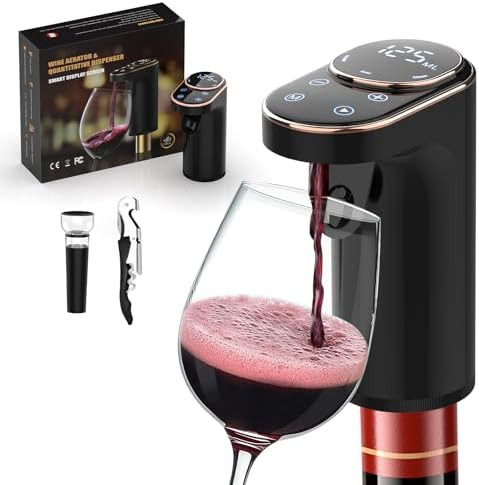 Electric Wine Aerator, Rechargeable Wine Dispenser & Decanter, 1-999ML Quantitative Pour, Self-Cl... | Amazon (US)