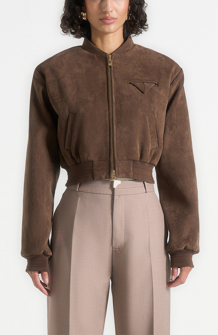 Monique Suede Wide Shoulder Bomber Jacket | Nordstrom