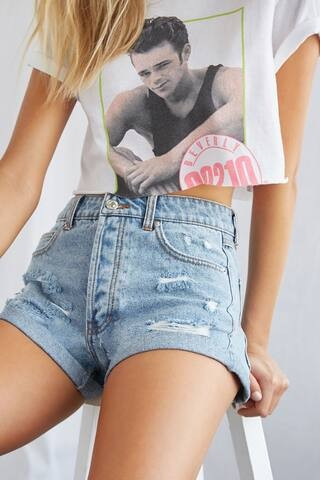 Distressed Denim Cuffed Shorts | Forever 21 (US)