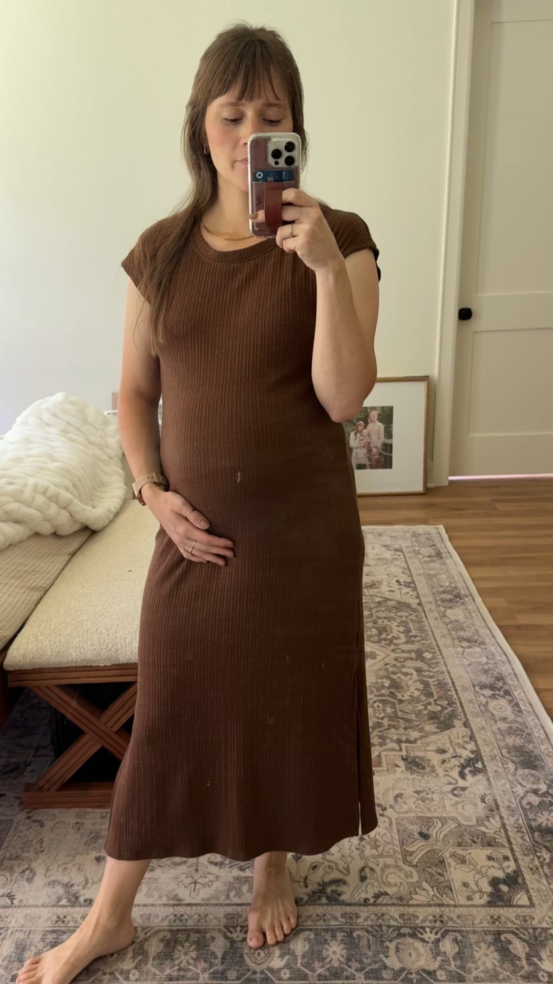 Maternity friendly dress that not actually maternity. Very stretchy. I’m wearing a size Small. Such a good deal and available in a few colors 🤌🏼 will be so cute layered with a  sweater in the fall

#LTKStyleTip #LTKBeauty #LTKSeasonal
