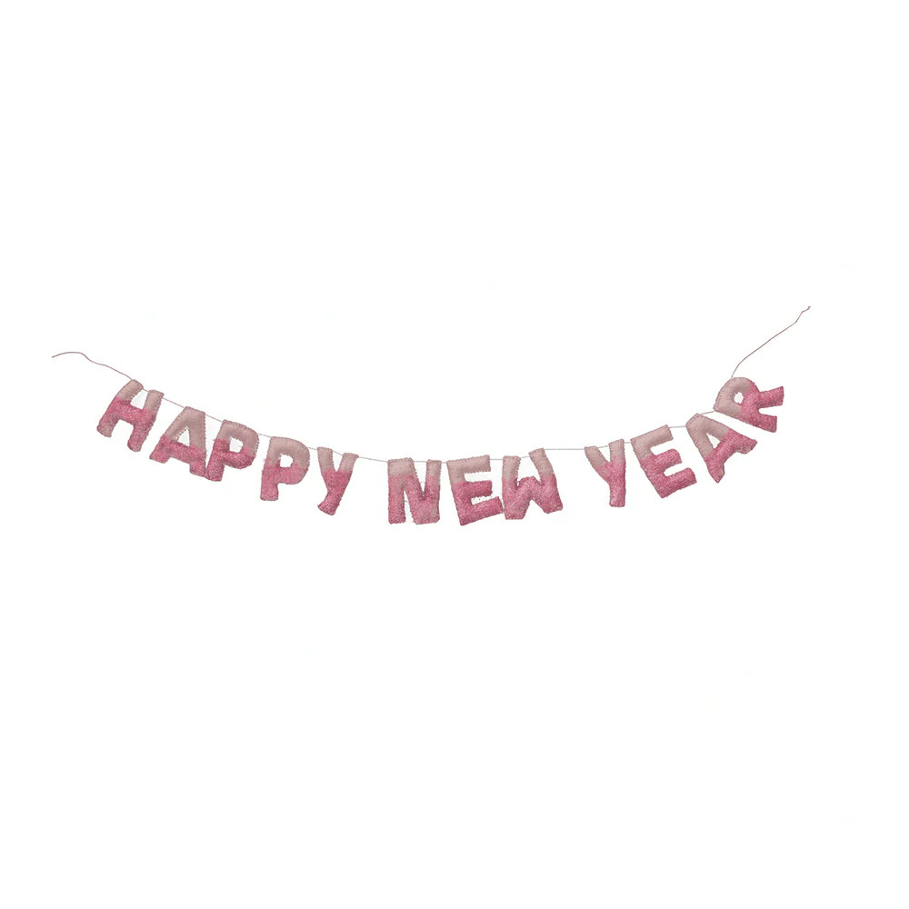 Happy New Year Wool Felt Garland - Pink | Shop Sweet Lulu