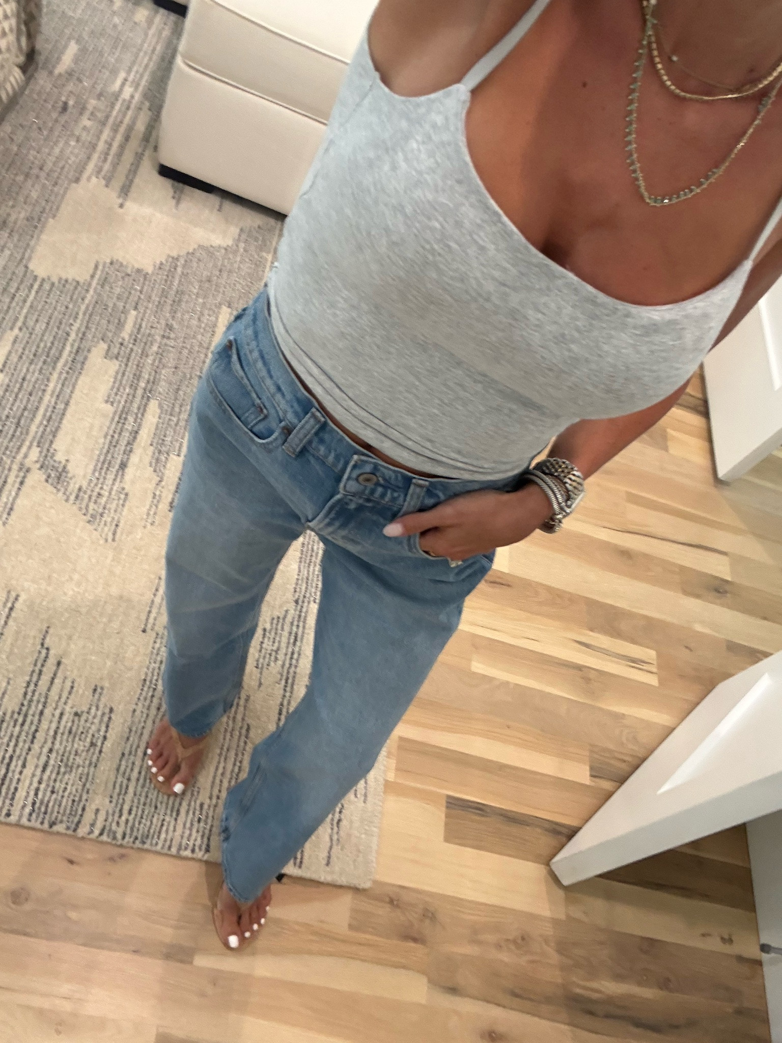 SALE ALERT 🚨 CODE DENIMAF.  Relaxed 90 leg jeans size 23s or 23s built in bra tank  xxs or xs on sale summer outfit fall outfit petite outfit

#LTKootd #LTKPetite #LTKdayinmylife