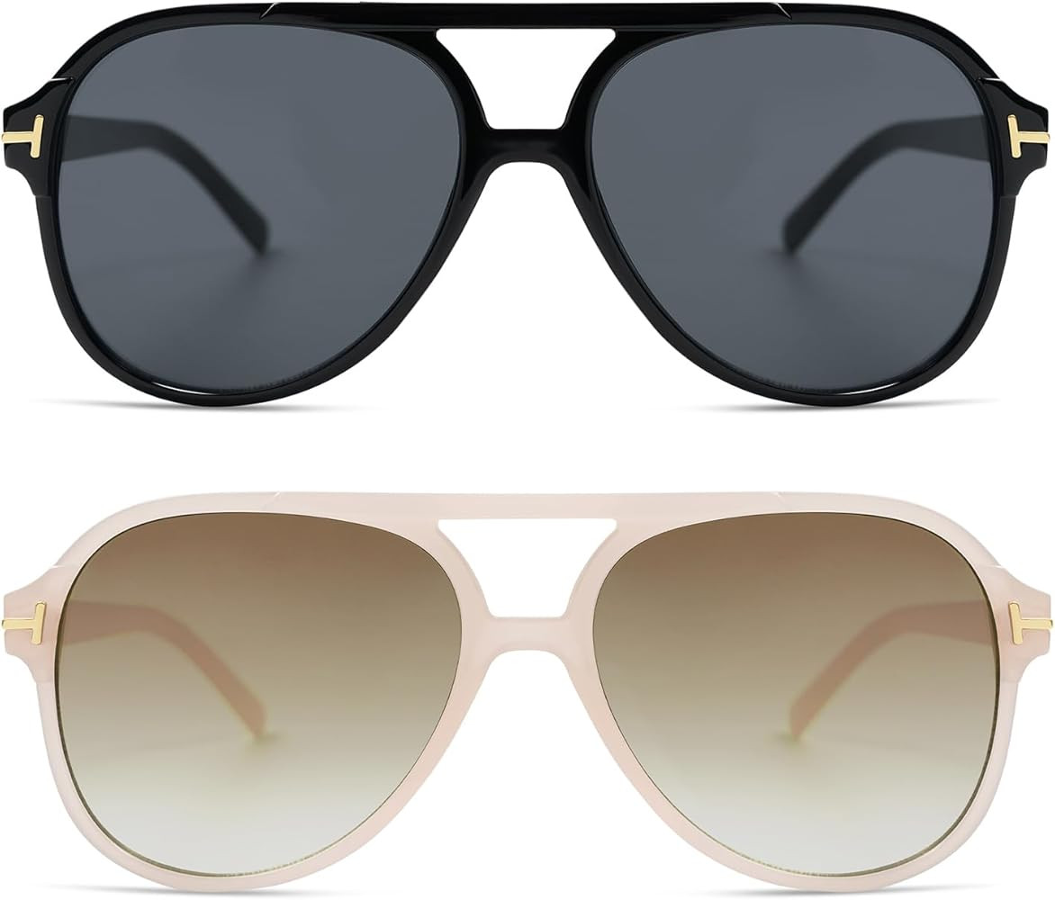 HERJOUR Retro Square Aviator Sunglasses Womens Mens 70s Classic Vintage Oversized Sun Glasses AR8... | Amazon (US)