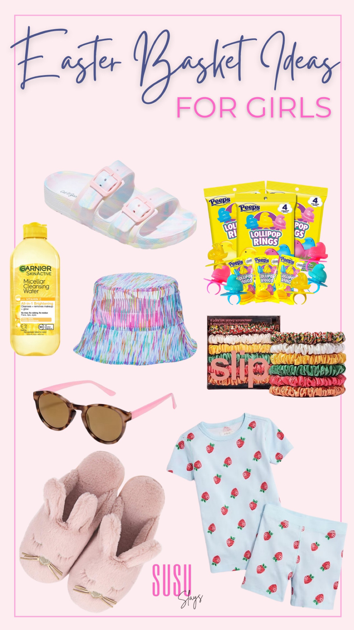 Easter will be here before we know it! Start gathering things for Easter baskets with this guide. Things the young girl in your life will love! 

Bucket hat, strawberry pajamas, bunny slippers, scrunchies, tie dye sandals, girls sunglasses

#LTKparties #LTKSeasonal #LTKkids