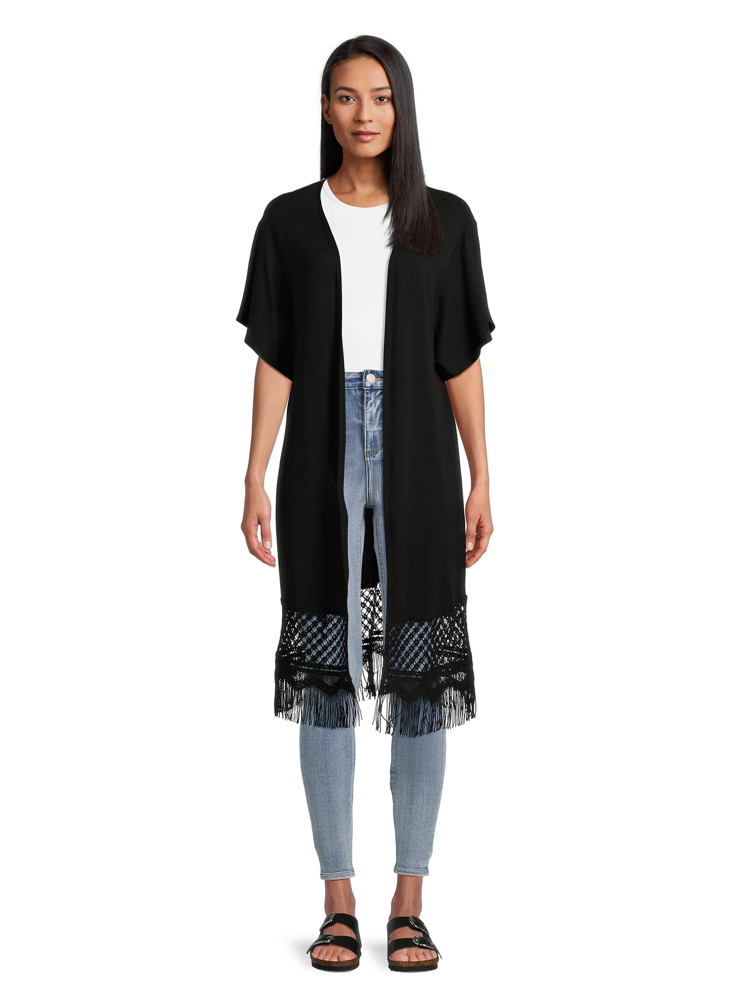 No Boundaries Women's Crochet Fringe Layering Piece, Sizes S-3XL | Walmart (US)