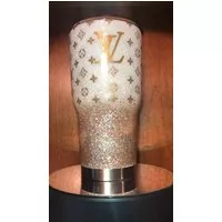 Rose gold tumbler with LV 3/4 - Loaiza Custom Creationz