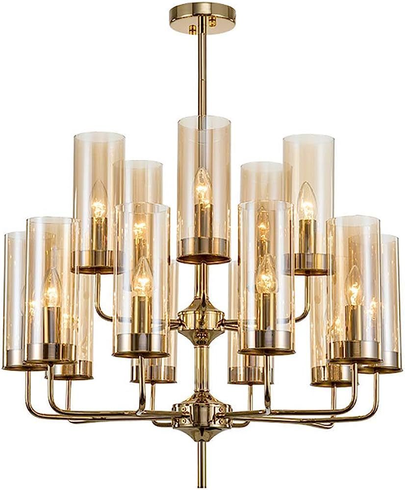 Modern Metal Pendant Light,Indoor Nordic E14 Chandelier Brass Finish Ceiling Light with Glass Sha... | Amazon (US)
