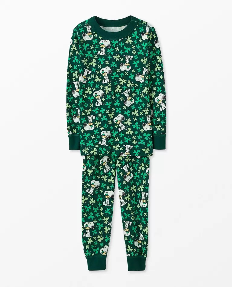 Peanuts St. Patrick's Day Long John Pajama Set | Hanna Andersson