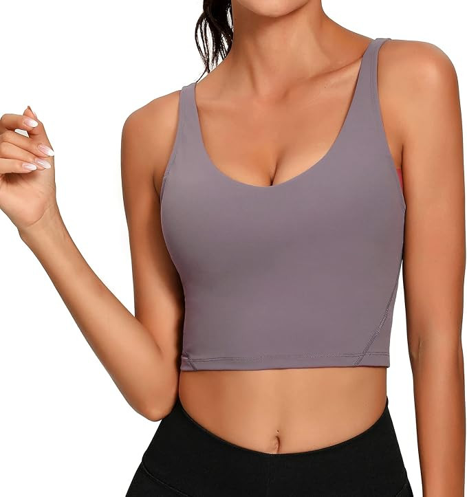 Lemedy Women Sports Bra Longline Crop Tank Top | Medium Support, Padded, Yoga, Workout, Running, ... | Amazon (US)