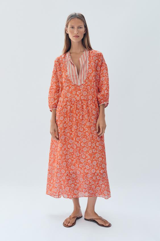 LIMITED EDITION RAMIE FLORAL KAFTAN DRESS | Zara Canada