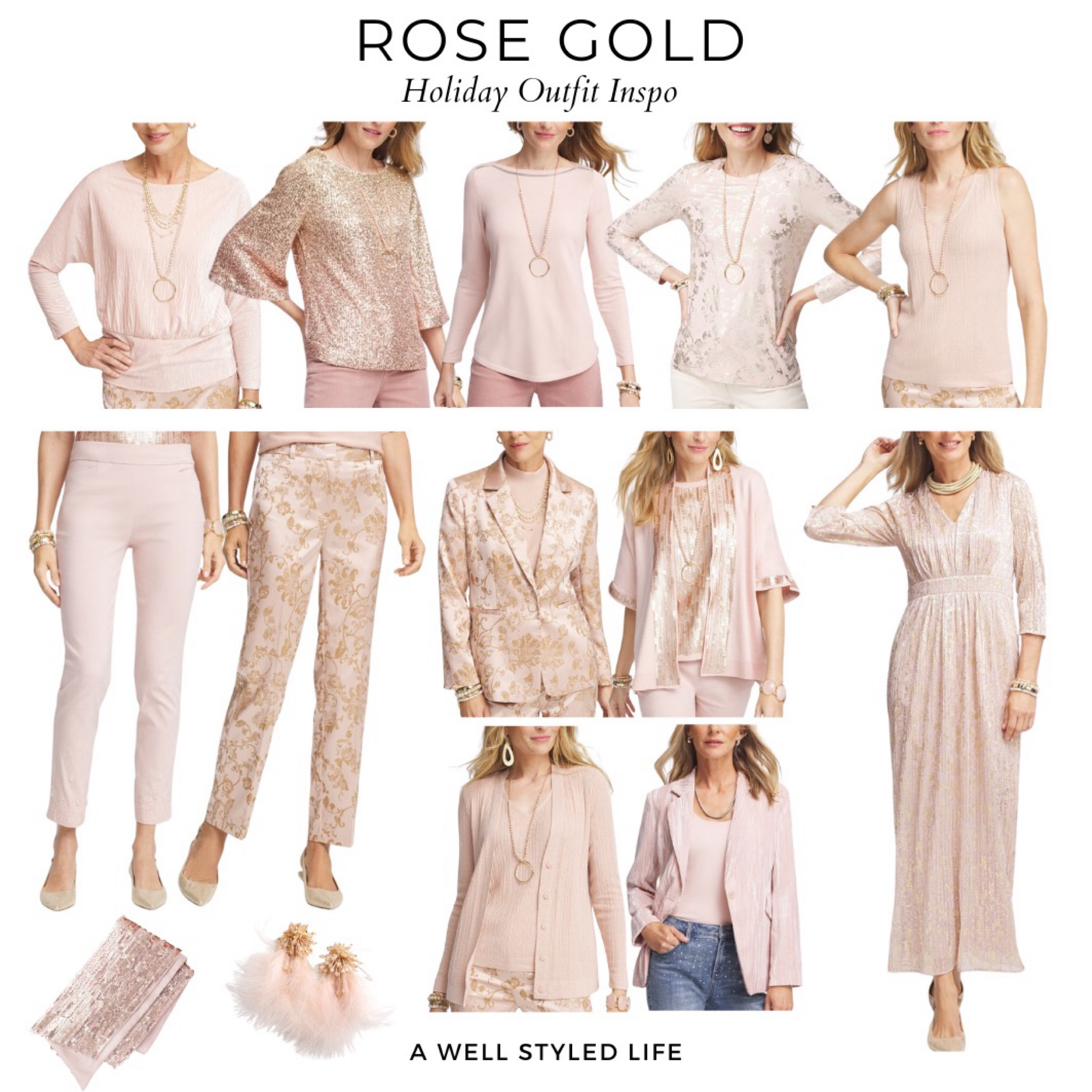 Holiday Outfit Inspiration

Rose gold pieces from Chico's

Fashionover50 #LTKOver50Style #holidayfashion #holidayoutfit #holidaydressing #sparklyoutfit #holidayparty #holidaypartyoutfit

#LTKHoliday #LTKStyleTip #LTKOver40