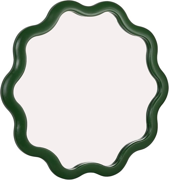 Creative Co-Op WavyScalloped Wood Wavy Wall Mirror, Green | Amazon (US)