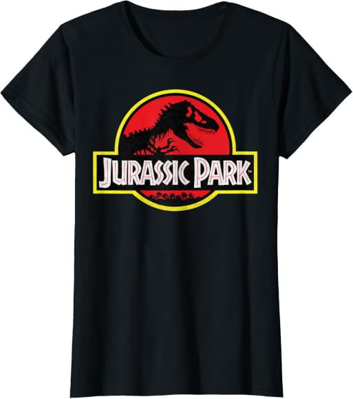 Jurassic Park Adult Unisex Distressed Vintage Logo T-Shirt - Black, Small | Amazon (US)