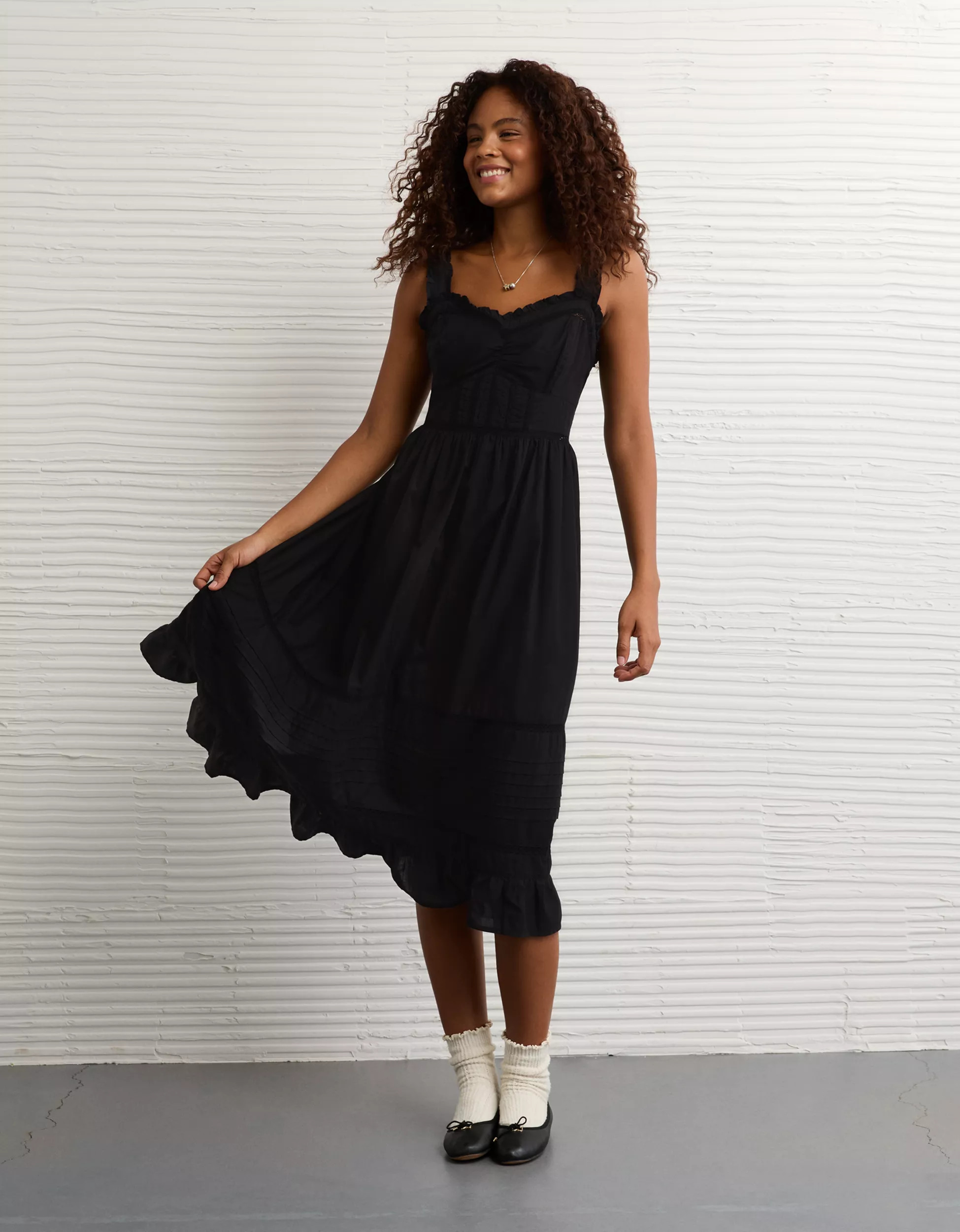 AE Catie Corset Midi Dress | American Eagle Outfitters (US & CA)