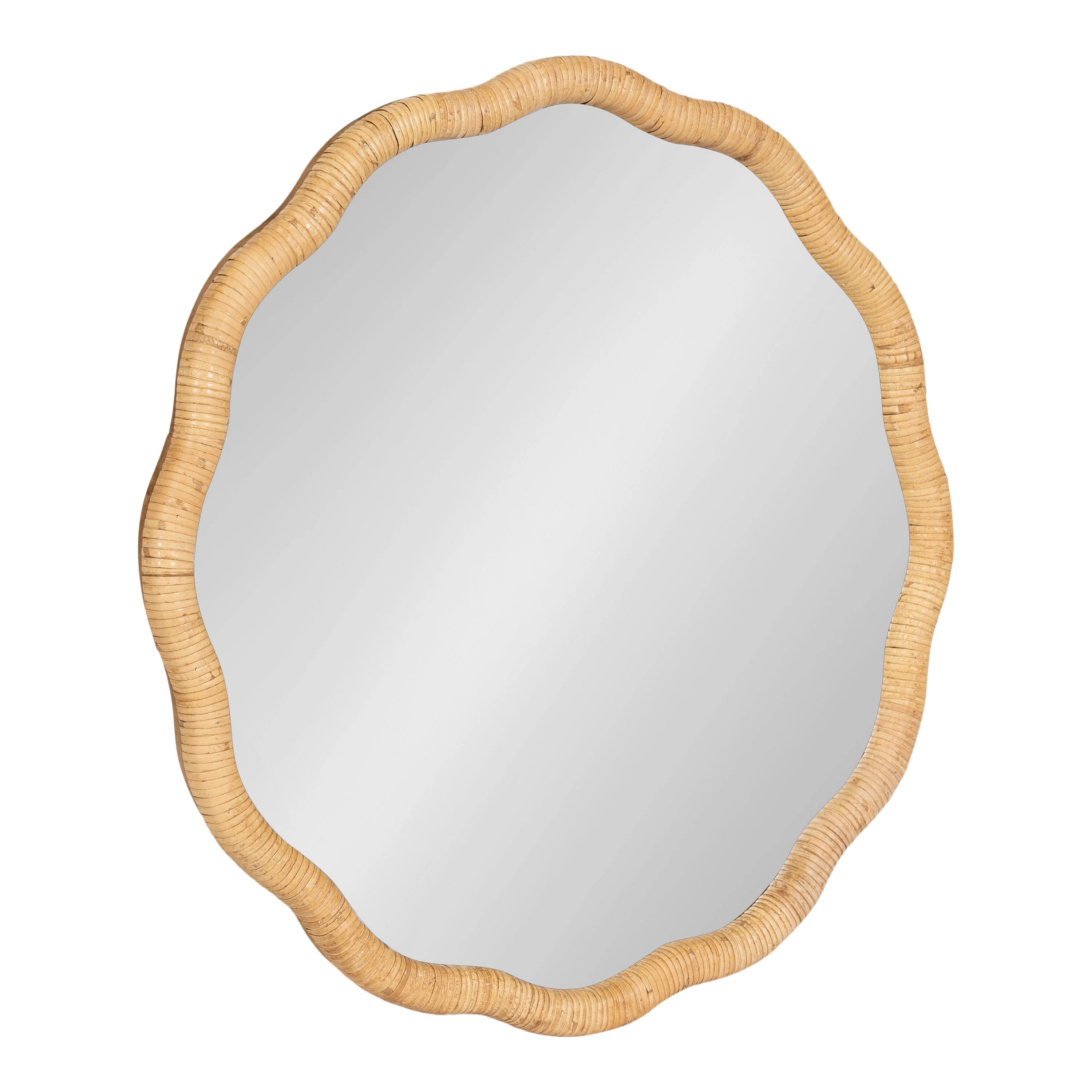 Scalloped Round Rattan Bathroom Mirror | Wayfair North America