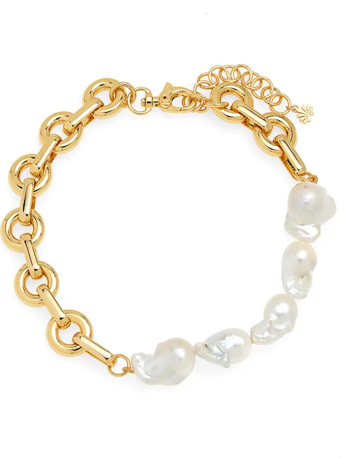 Half Freshwater Pearl & Chain Choker Necklace | Nordstrom