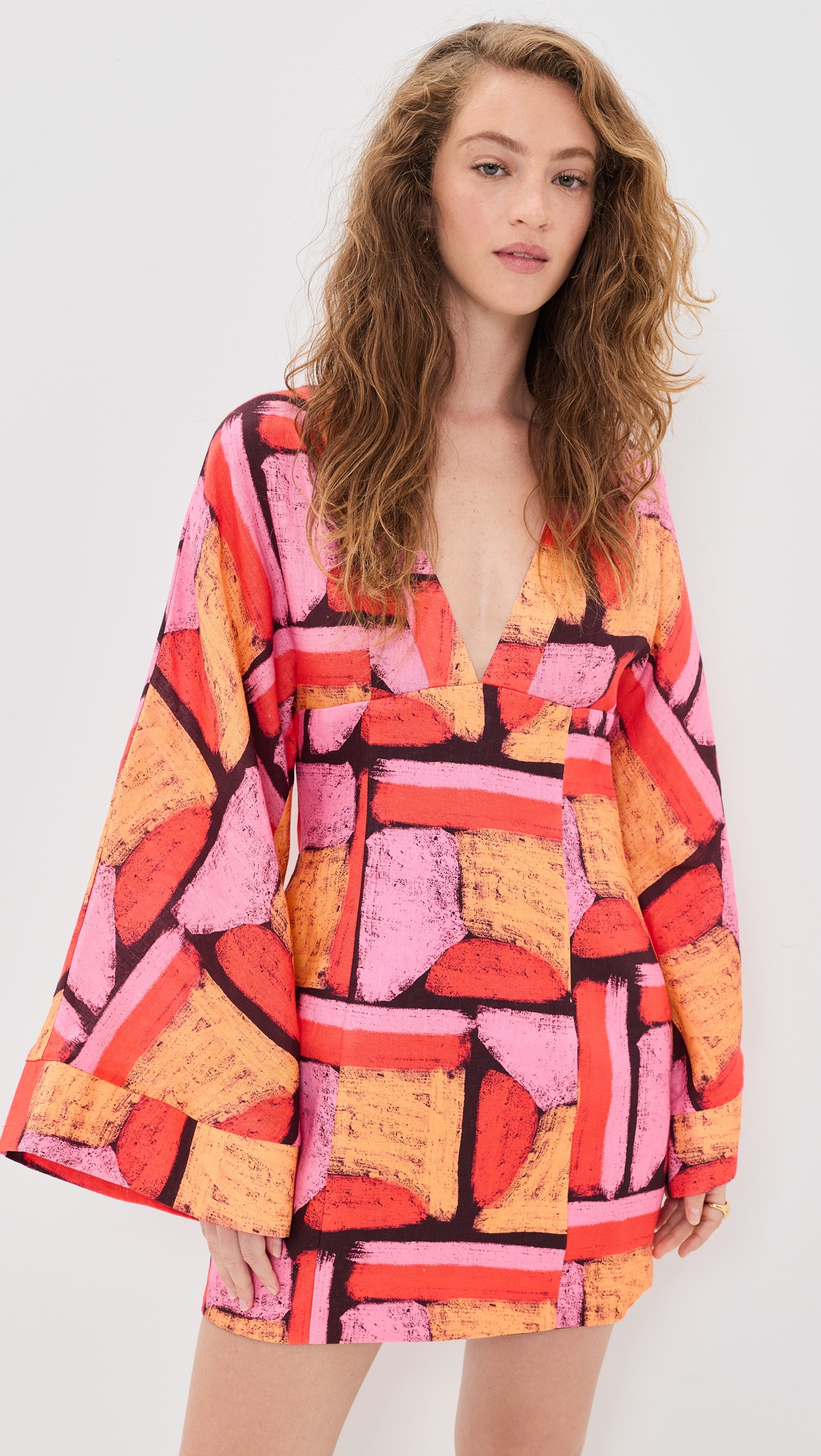The Wolf Gang Elara Linen Mini Dress Mosaic L | Shopbop