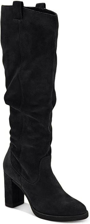 Juliet Holy Women's Knee High Boots Chunky Block Heel Wide Calf Round Toe Side Zipper Fashion Dre... | Amazon (US)