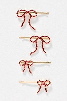 Crystal Bow Bobby Pins, Set of 4 | Anthropologie (US)