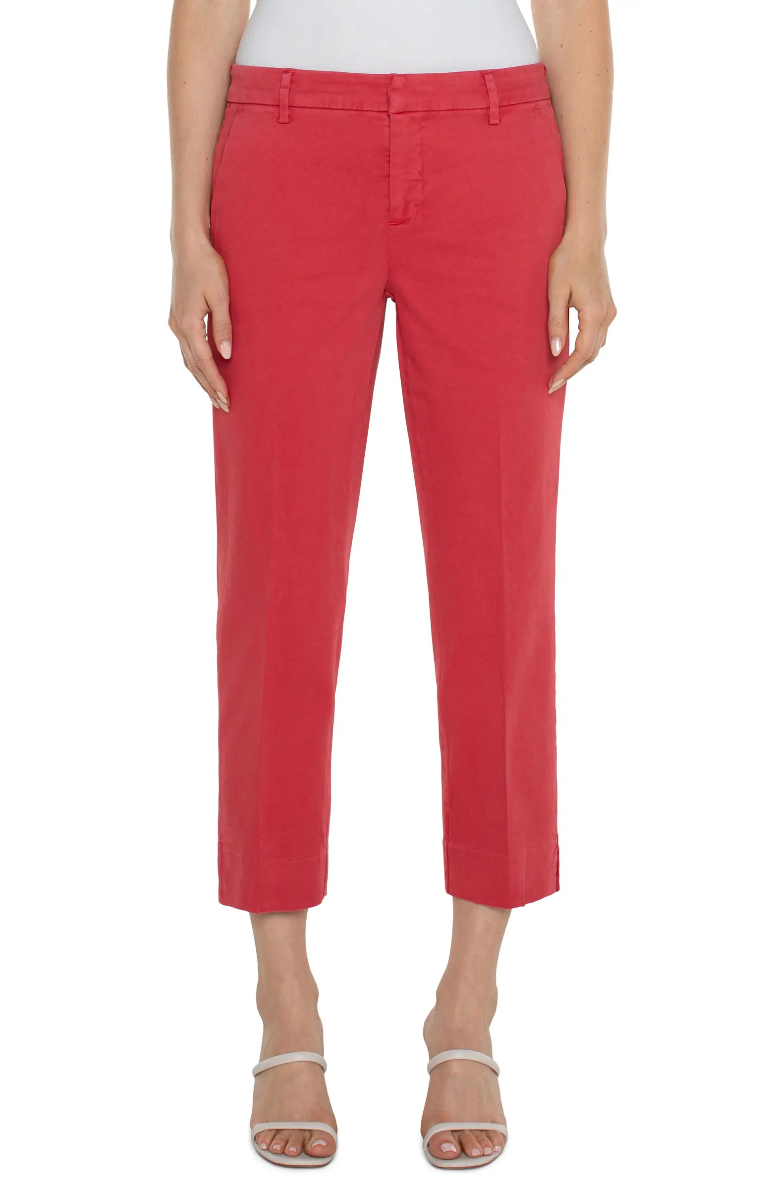 Kelsey Slit Hem Crop Twill Trousers | Nordstrom