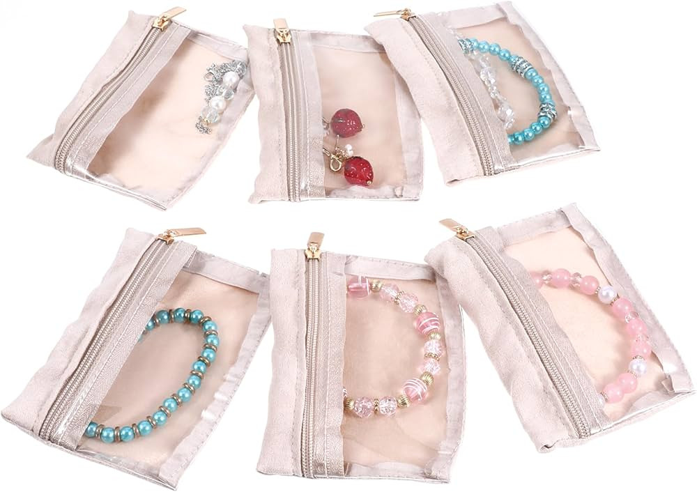6PCS Travel Jewelry Bag, Travel Jewelry Pouch with Zipper, Portable Jewelry-Storage Bag for Girls... | Amazon (US)