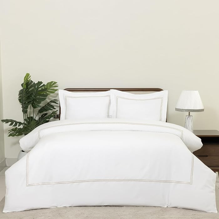 Dreamology White Duvet Cover Luxury Hotel-Quality 100% Cotton Sateen T300 Embroidered Duvet Cover... | Amazon (US)