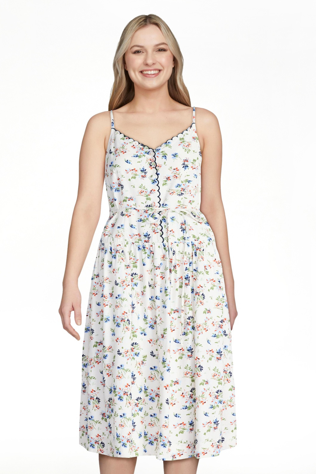 Free Assembly Women's Linen Blend Sleeveless Belted Midi Dress, Sizes XS-XXL | Walmart (US)