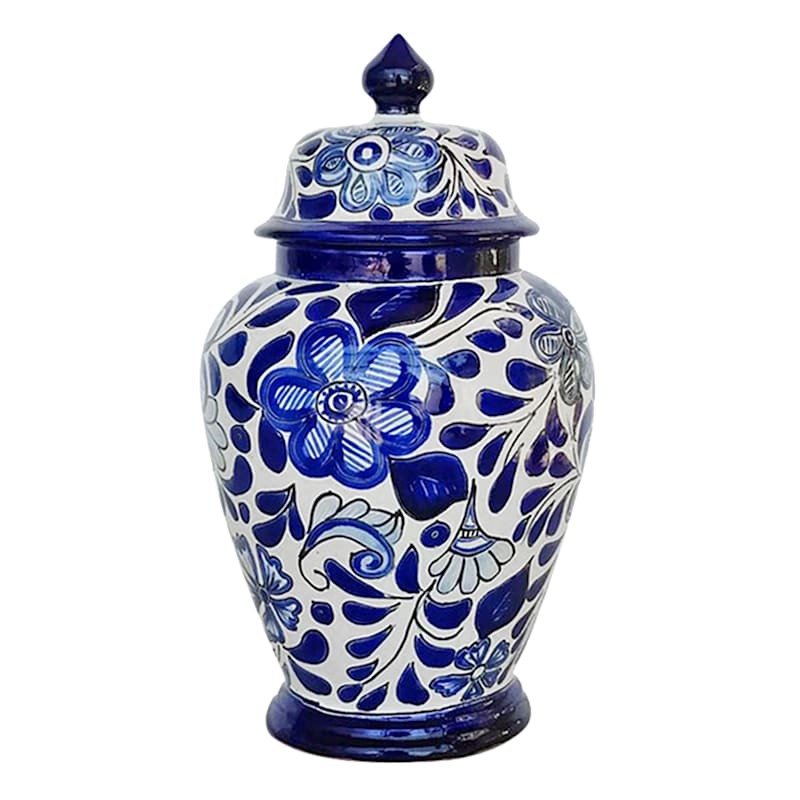 Blue Talavera Ginger Jar, 19.5" | At Home