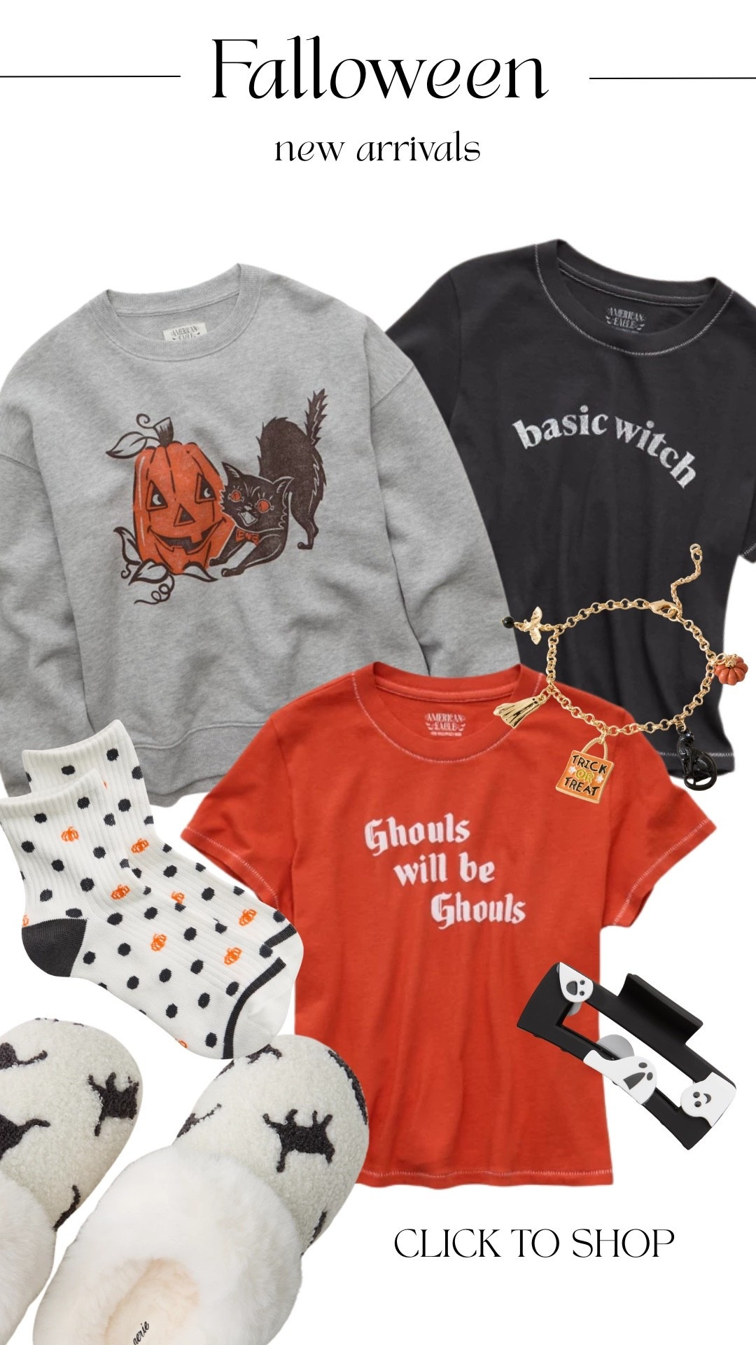 Falloween is here and I’m not mad about it. 🧡 The cutest mix of cozy sweatshirts, graphic tees, fuzzy slippers, socks, and little Halloween accessories from Aerie and American Eagle. Easy pieces to add a little spooky fun to everyday outfits. 🎃

Falloween, Aerie finds, American Eagle, Halloween style, cozy season, fall fashion, graphic tees, spooky season, everyday style, fall favorites

#LTKgrwm #LTKootd #LTKSeasonal