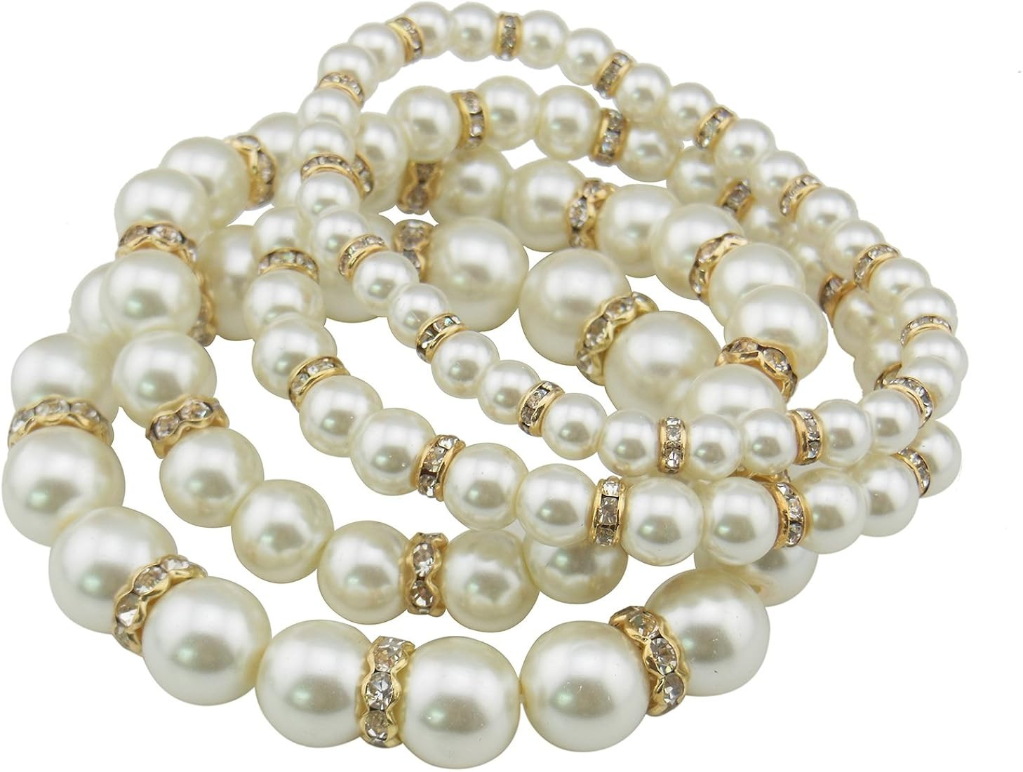 Coiris 4pcs /Set Imitation Pearl Bracelets Crystal Women Multi Layer (BR1113) | Amazon (US)