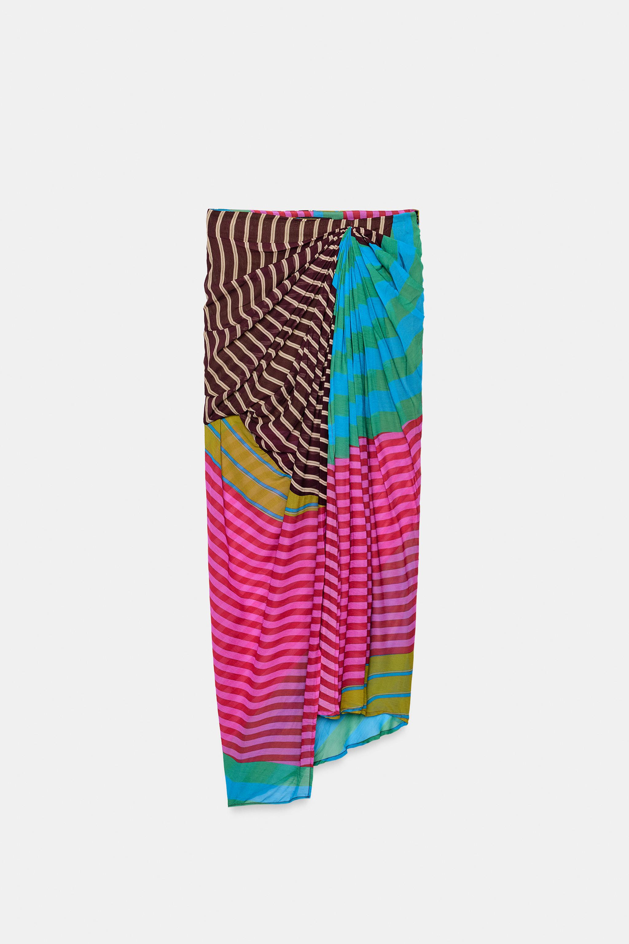 DRAPED STRIPED PAREO SKIRT | Zara UK