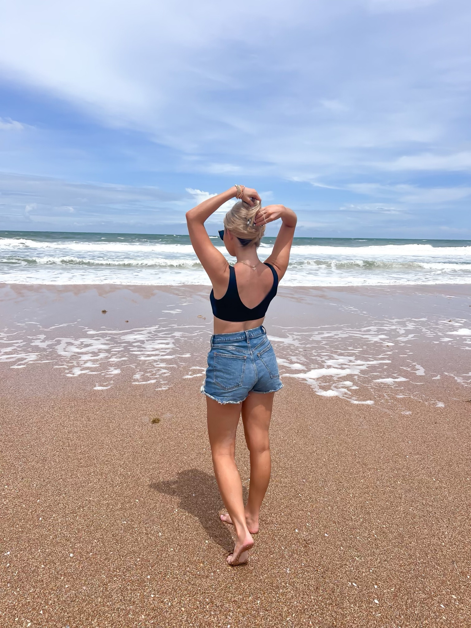 Beach outfit. Vacation outfit. Bikini top. High rise mom shorts. Summer staple pieces. Closet. Staple pieces. Sunglasses. Mama necklace. Mama bracelet.

#LTKunder100 #LTKSeasonal #LTKstyletip