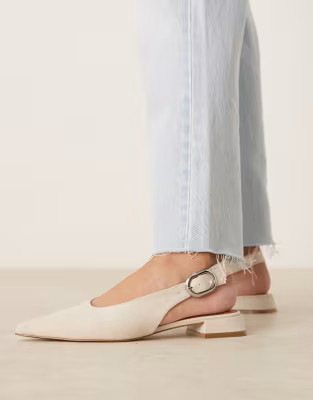 ASOS DESIGN Leonora slingback ballet in natural fabrication | ASOS (Global)